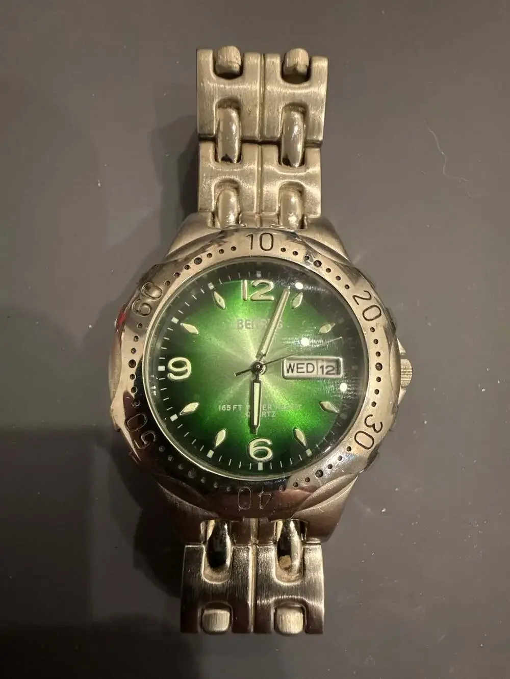 Benrus BNW99003 Men's Green Dial Day-Date Quartz Watch